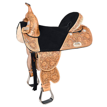Hilason Western Horse Treeless Trail Barrel Saddle American Leather Tan